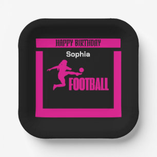 Football Speler Meisje, Verjaardag Meisje Team Papieren Bordje