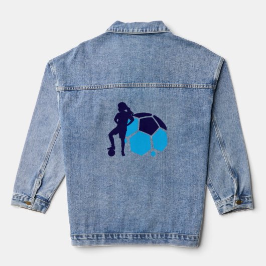 Football Speler Meisje, Verjaardagscadeau, Team Denim Jacket (Achterkant)