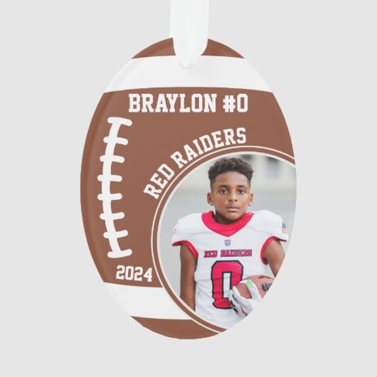 Football Speler Naam Nummer Foto Keepsake #0 Ornament (achterkant)