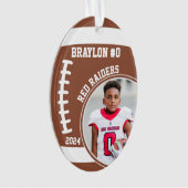 Football Speler Naam Nummer Foto Keepsake #0 Ornament (voorkant)