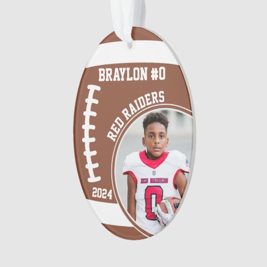 Football Speler Naam Nummer Foto Keepsake #0 Ornament (voorkant)