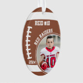 Football Speler Naam Nummer Foto Keepsake #10 Ornament (voorkant)