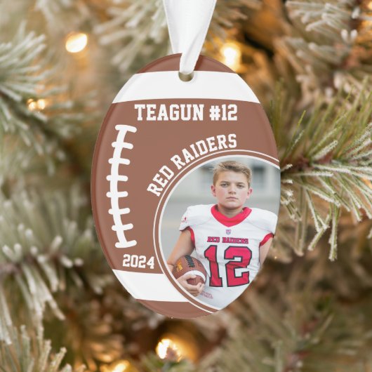 Football Speler Naam Nummer Foto Keepsake #12 Ornament (Boom)