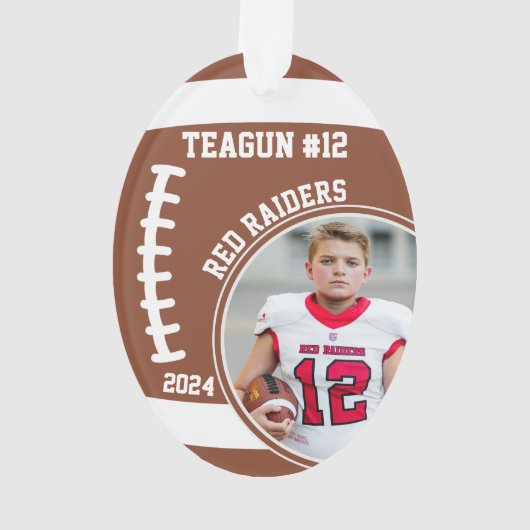 Football Speler Naam Nummer Foto Keepsake #12 Ornament (achterkant)