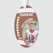 Football Speler Naam Nummer Foto Keepsake #12 Ornament (voorkant)