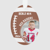 Football Speler Naam Nummer Foto Keepsake #14 Ornament (achterkant)