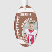 Football Speler Naam Nummer Foto Keepsake #14 Ornament (voorkant)