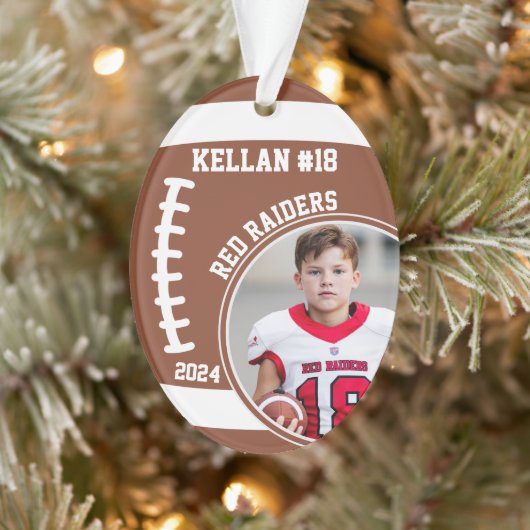 Football Speler Naam Nummer Foto Keepsake #18 Ornament (Boom)