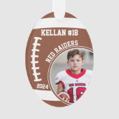 Football Speler Naam Nummer Foto Keepsake #18 Ornament (voorkant)