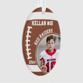 Football Speler Naam Nummer Foto Keepsake #18 Ornament (voorkant)