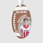 Football Speler Naam Nummer Foto Keepsake #18 Ornament (voorkant)