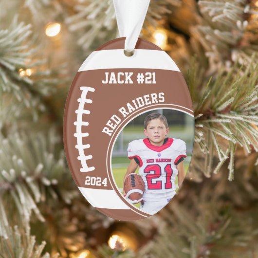 Football Speler Naam Nummer Foto Keepsake #21 Ornament (Boom)