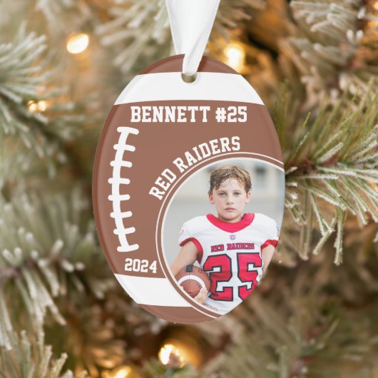 Football Speler Naam Nummer Foto Keepsake #25 Ornament (Boom)