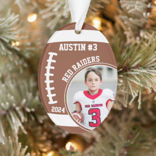 Football Speler Naam Nummer Foto Keepsake #3 Ornament