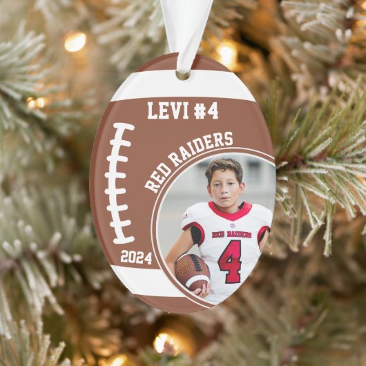 Football Speler Naam Nummer Foto Keepsake #4 Ornament (Boom)
