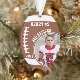 Football Speler Naam Nummer Foto Keepsake #5 Ornament