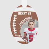 Football Speler Naam Nummer Foto Keepsake #5 Ornament (voorkant)
