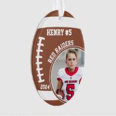 Football Speler Naam Nummer Foto Keepsake #5 Ornament (voorkant)