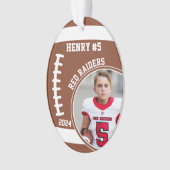 Football Speler Naam Nummer Foto Keepsake #5 Ornament (voorkant)