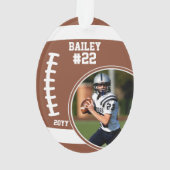 Football Speler Naam Nummer Foto Keepsake Ornament (achterkant)