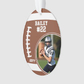 Football Speler Naam Nummer Foto Keepsake Ornament (voorkant)