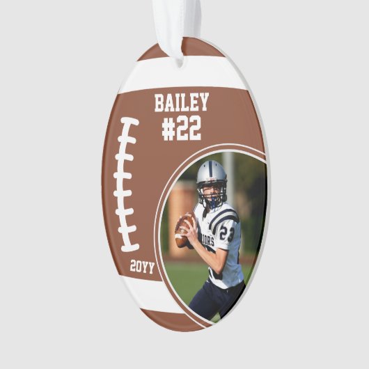 Football Speler Naam Nummer Foto Keepsake Ornament (voorkant)