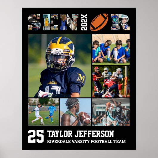 Football Speler Senior Night Sport Fotocollage Poster (Voorkant)