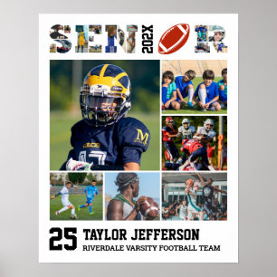 Football Speler Senior Night Sport Fotocollage Poster