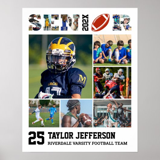 Football Speler Senior Night Sport Fotocollage Poster (Voorkant)