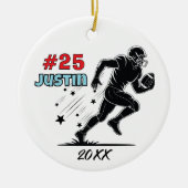 football Speler Sport Team gepersonaliseerd Keramisch Ornament (Voorkant)