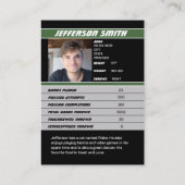 Football Speler Trading Kaart Custom Gift in Groen Contactkaartje (Achterkant)