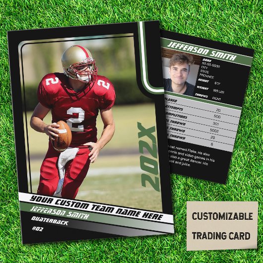 Football Speler Trading Kaart Custom Gift in Groen Contactkaartje