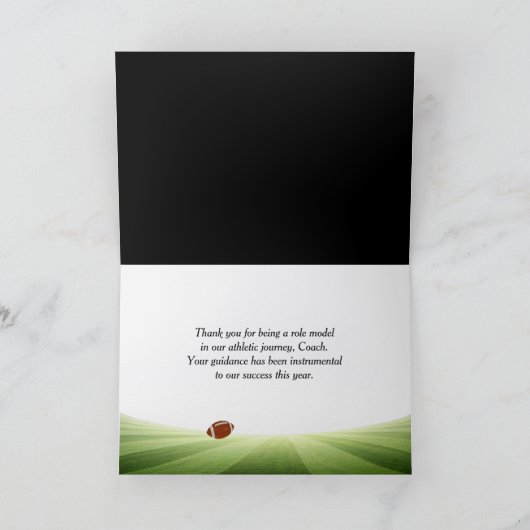 Football speler voor coach dank u kaart (Binnen)