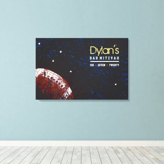 FOOTBALL SPLATTER Bar Mitzvah Inloggen Memory Boar Canvas Afdruk (Insitu (Houten vloer))
