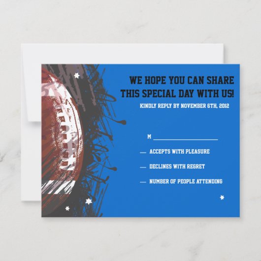Football Splatter Bar Mitzvah Reply Card RSVP Kaartje (Voorkant)