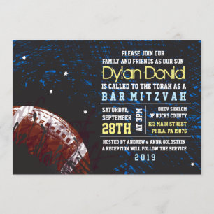 FOOTBALL SPLATTER Bar Mitzvah Uitnodiging