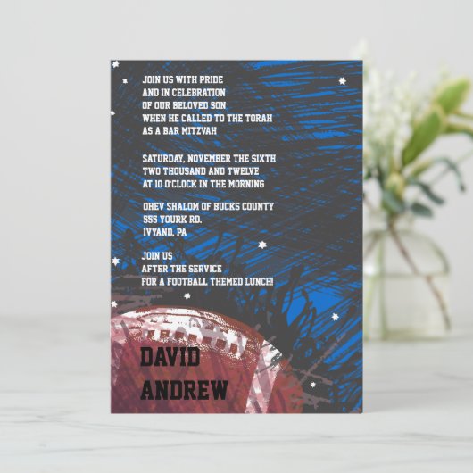 Football Splatter Bar Mitzvah Uitnodiging (Staand voorkant)