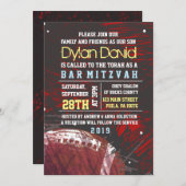 FOOTBALL SPLATTER Bar Mitzvah Uitnodiging (Voorkant / Achterkant)