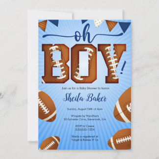 Football Sport Baby shower Uitnodiging - Oh Boy