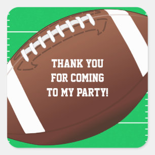 Football Sport Birthday Party Favor Vierkante Sticker