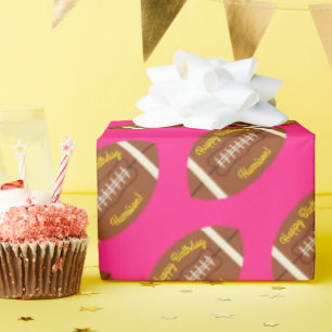 Football sport Birthday Party roze Cadeaupapier