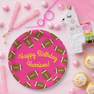 Football sport Birthday Party roze Papieren Bordje