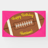 Football sport Birthday Party roze Spandoek (Horizontaal)
