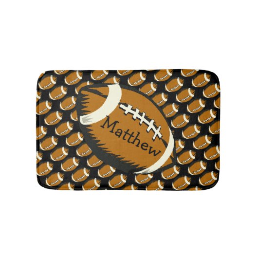 Football Sport Black en Brown Bath Mat (Voorkant)