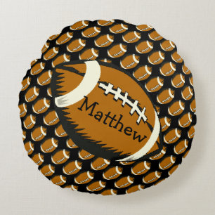 Football Sport Black en Brown Round Pillow Rond Kussen