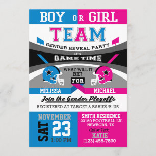 Football Sport Gender Reveal Uitnodigingen