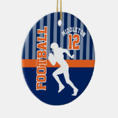 Football Sport in donkerblauw en Oranje Keramisch Ornament (Rechts)