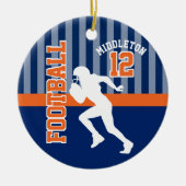 Football Sport in donkerblauw en Oranje Keramisch Ornament (Voorkant)