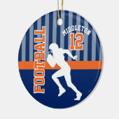 Football Sport in donkerblauw en Oranje Keramisch Ornament (Links)