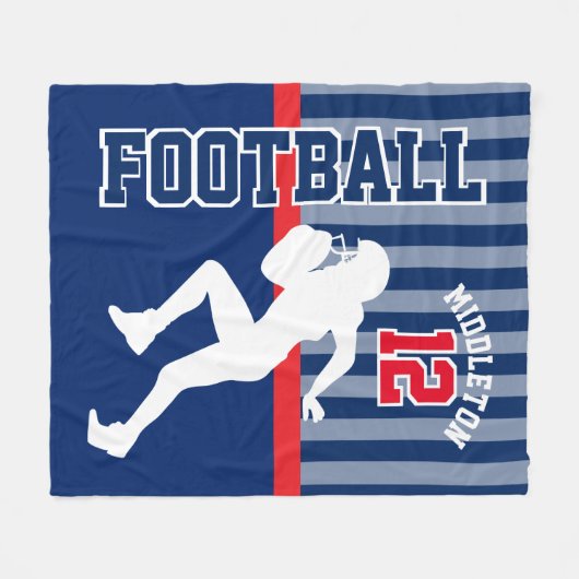 Football 🏈 Sport in donkerblauw en rood Fleece Deken (Voorkant (Horizontaal))